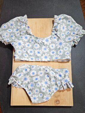 NWOT Wonder Nation Toddler Girl White/ Green Bikini Swimsuit Size 5T